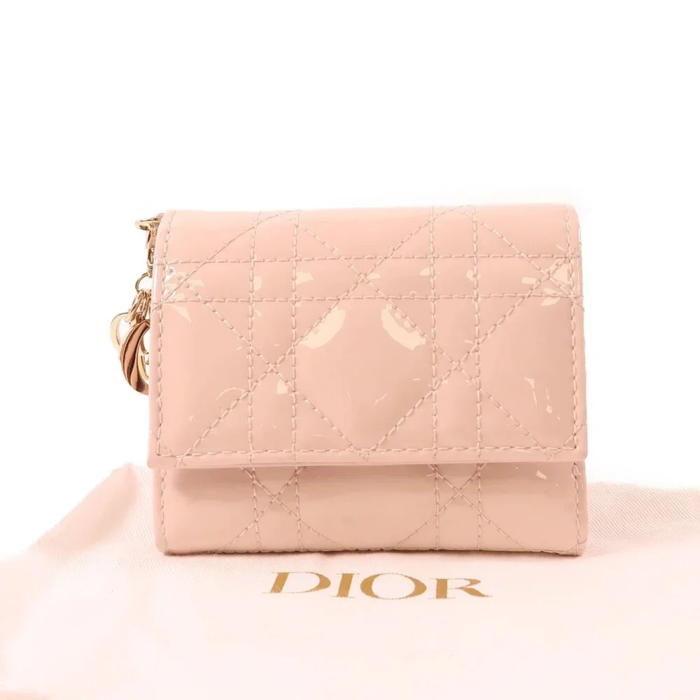 ❤️Authentic CHRISTIAN DIOR CD GHW Lady Dior Lotus Wallet❤️